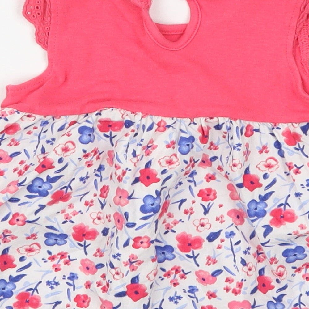 George Girls Pink Floral Skater Dress Size 0-3 Months