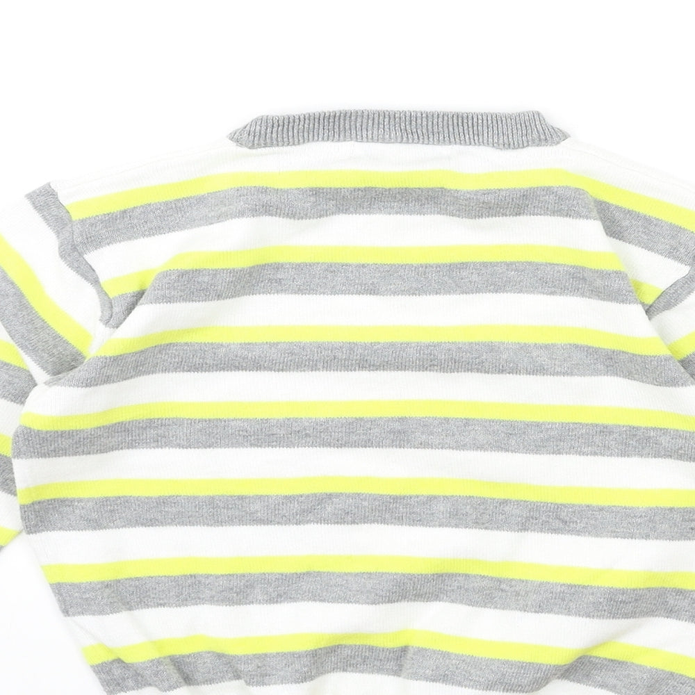 Rebel Boys White Striped Pullover Jumper Size 4-5 Years