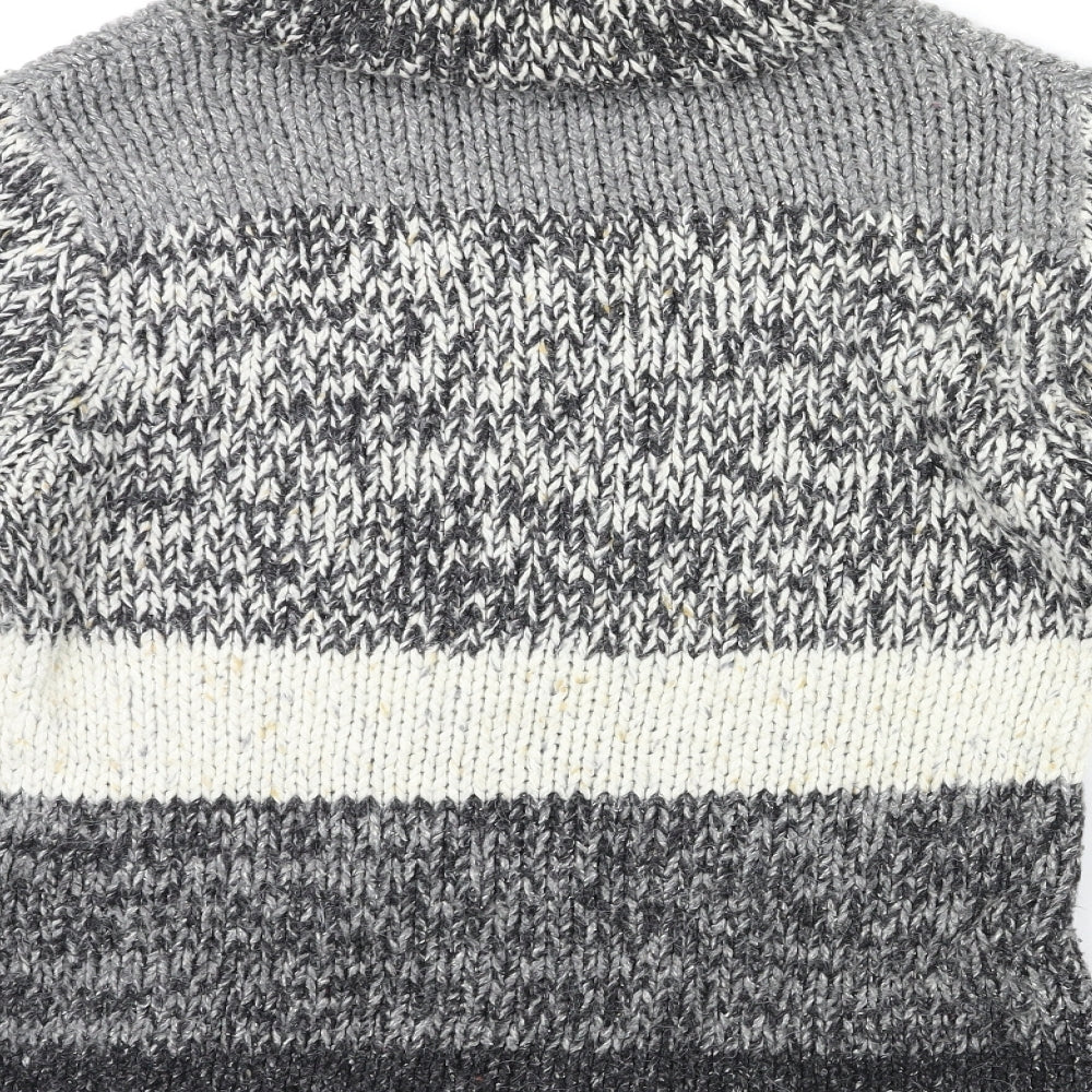 Platinum Womens Grey Striped Knit Pullover Jumper Size S