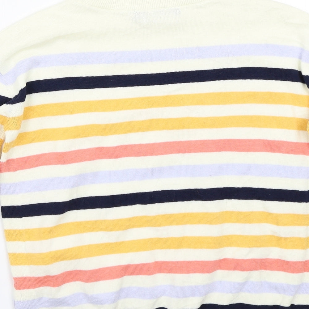 Marks & Spencer Womens White Striped Pullover Jumper Size XS
