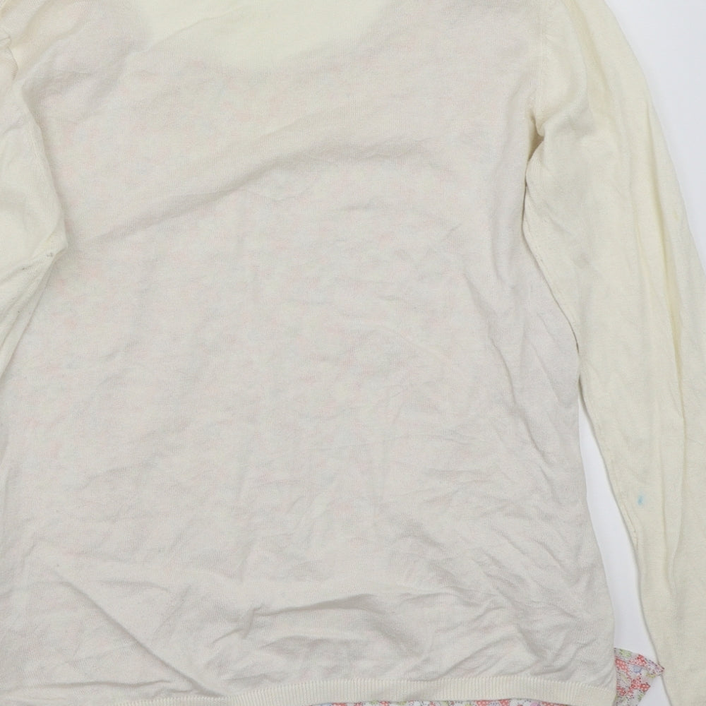 so sweet Womens White Floral Pullover Jumper Size L