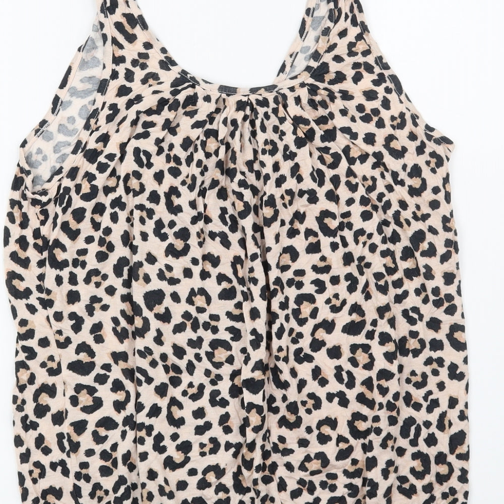 Very Womens Beige Animal Print Basic Blouse Size 12