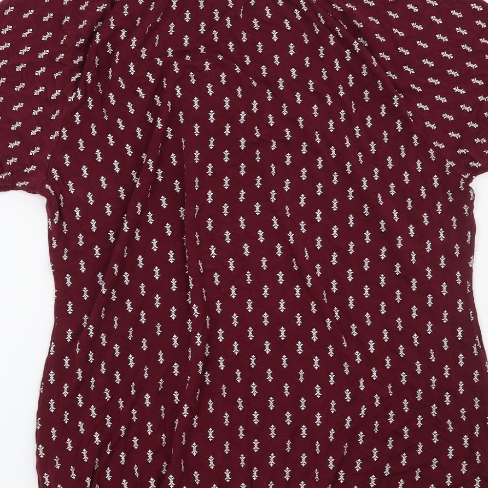 Vivance Womens Red Geometric Basic Blouse Size 10