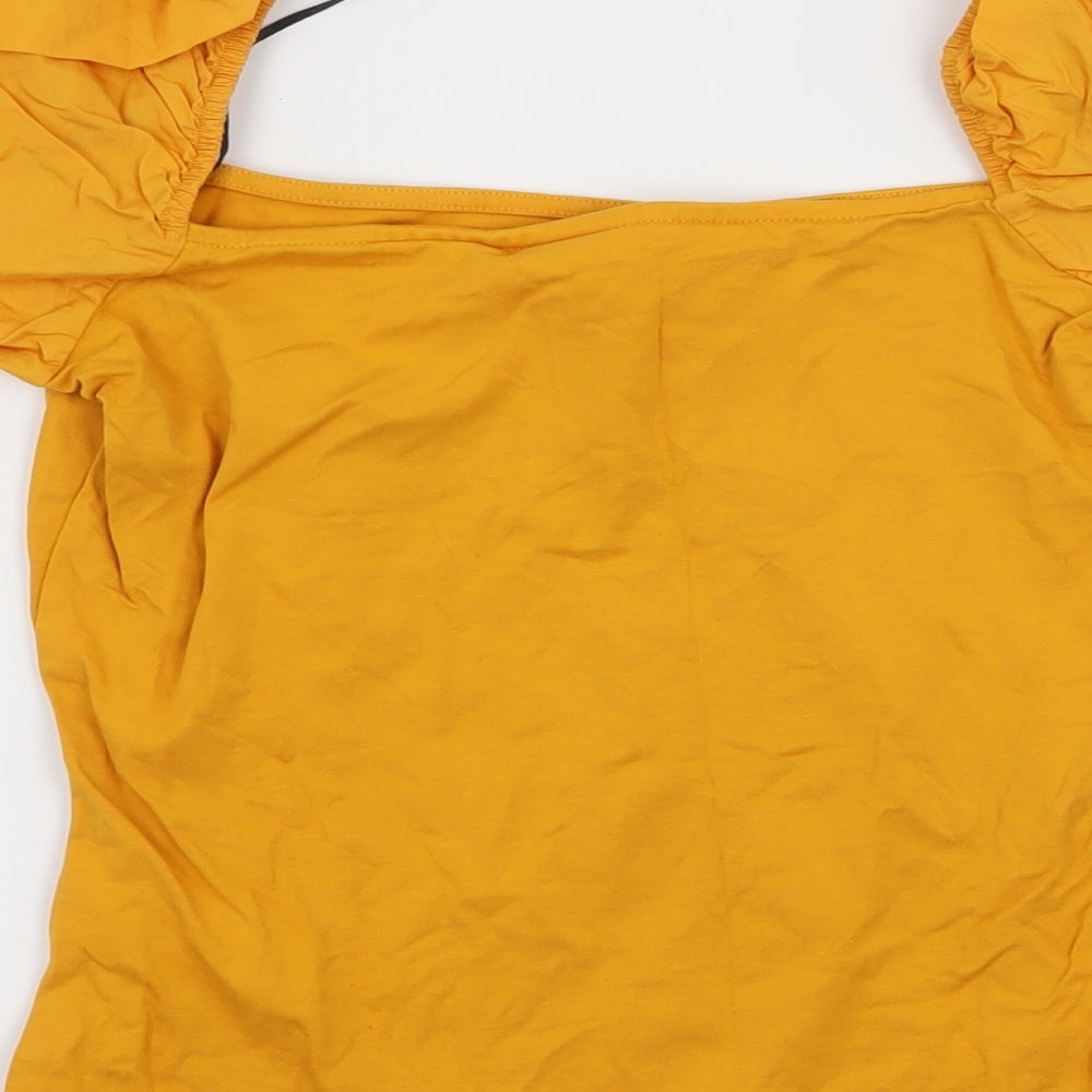 H&M Womens Yellow Jersey Basic Blouse Size XS