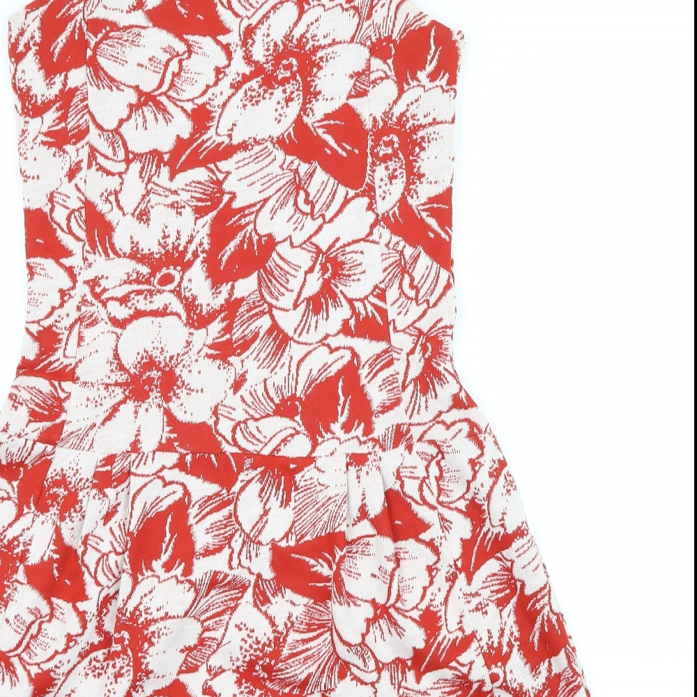 Najma Womens Red Floral Jersey T-Shirt Dress Size 8