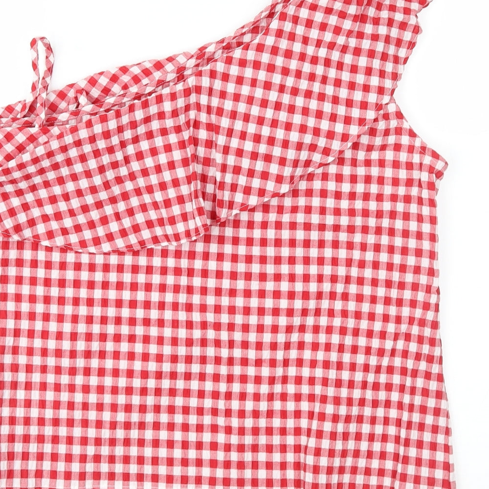 New Look Womens Red Check Basic Blouse Size 14
