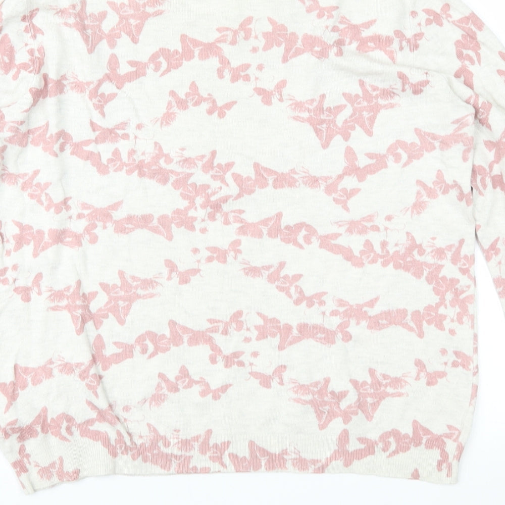 Marks & Spencer Womens Pink Geometric Knit Pullover Jumper Size 14