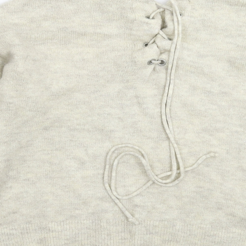 Mango Womens Grey Knit Pullover Jumper Size S