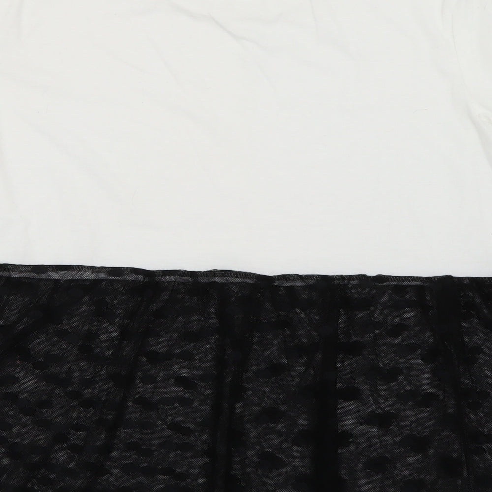 Preworn Womens White Polka Dot Basic T-Shirt Size S