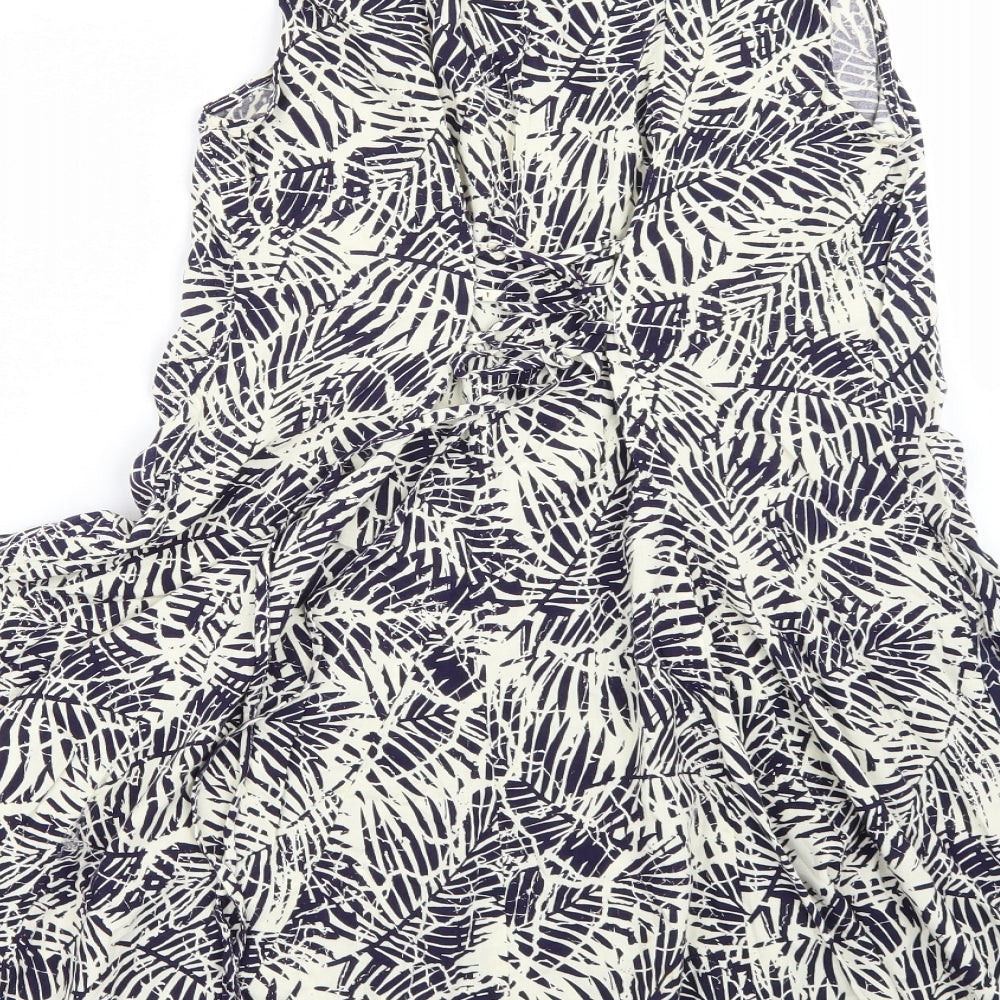 New Look Womens Blue Floral A-Line Size 8