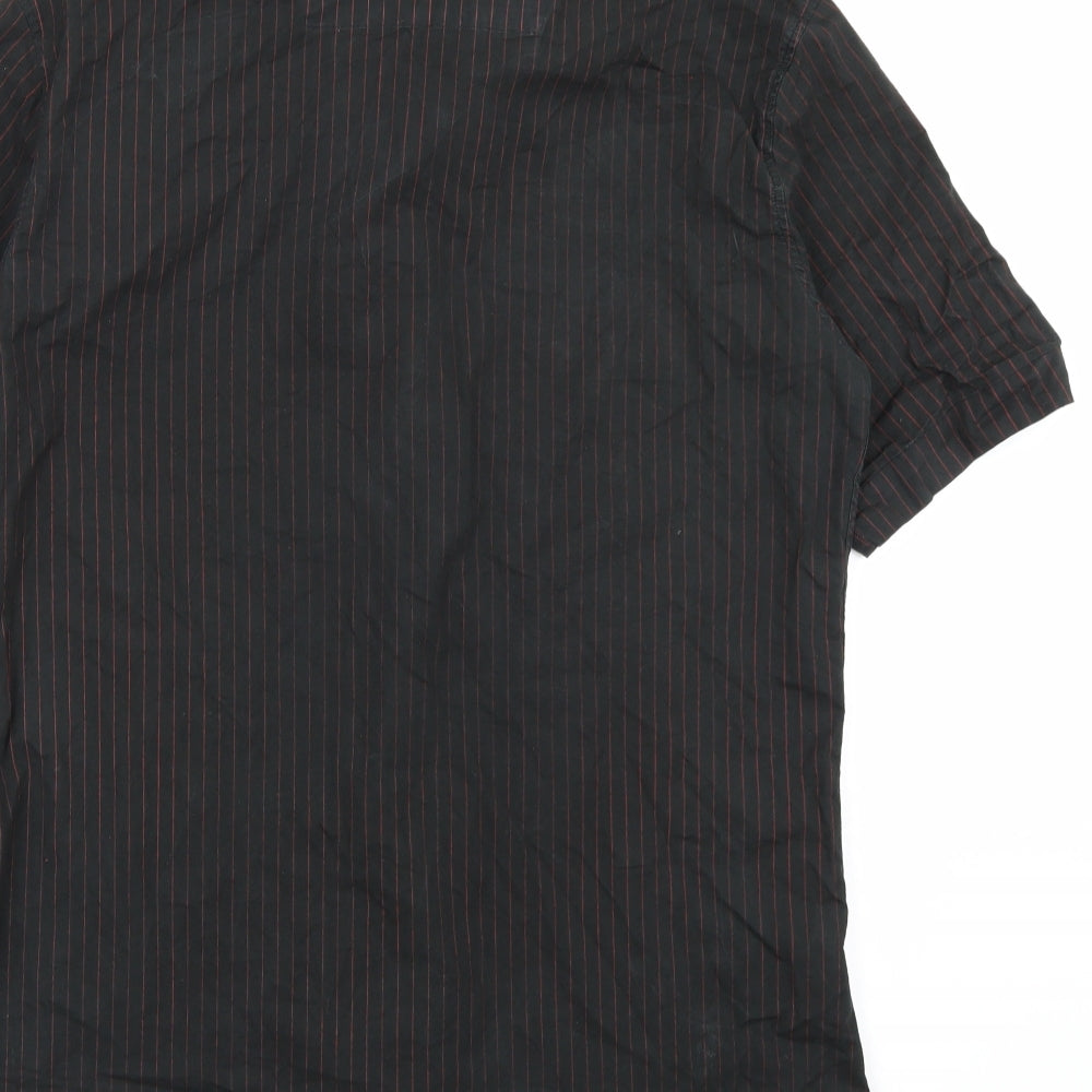 Charisma Mens Black Striped Button-Up Size XL