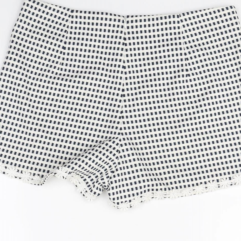 MINKPINK Womens White Plaid Paperbag Shorts Size L