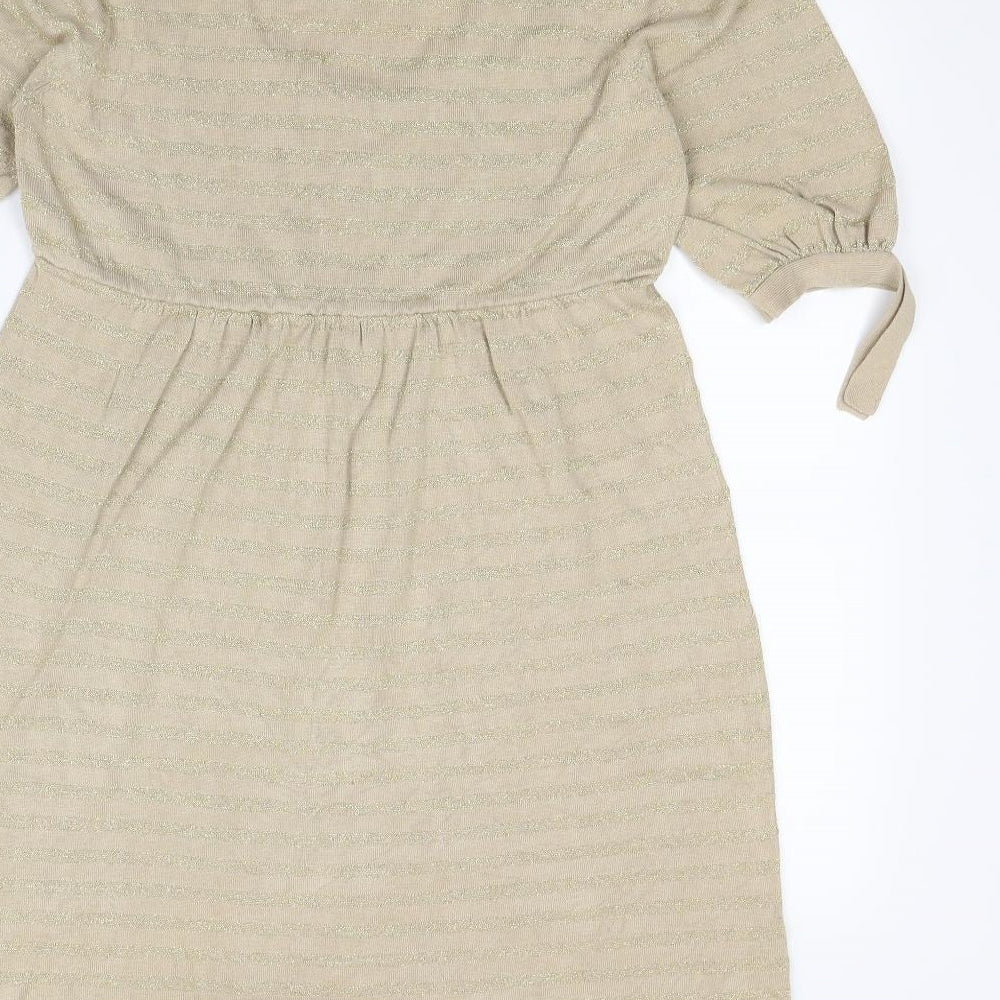 Preworn Womens Gold Fit & Flare Size 16
