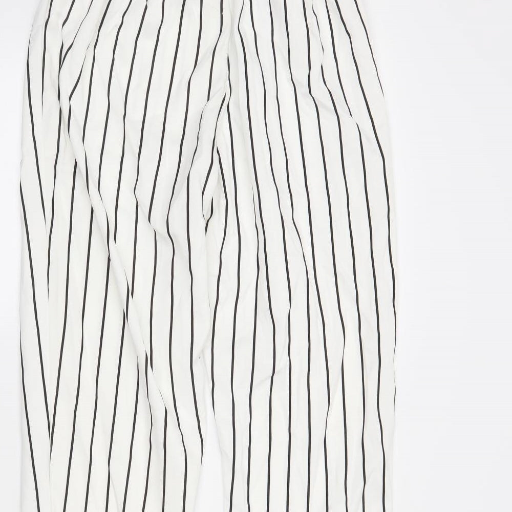 PRETTYLITTLETHING Womens White Striped Trousers Size 6 L26 in