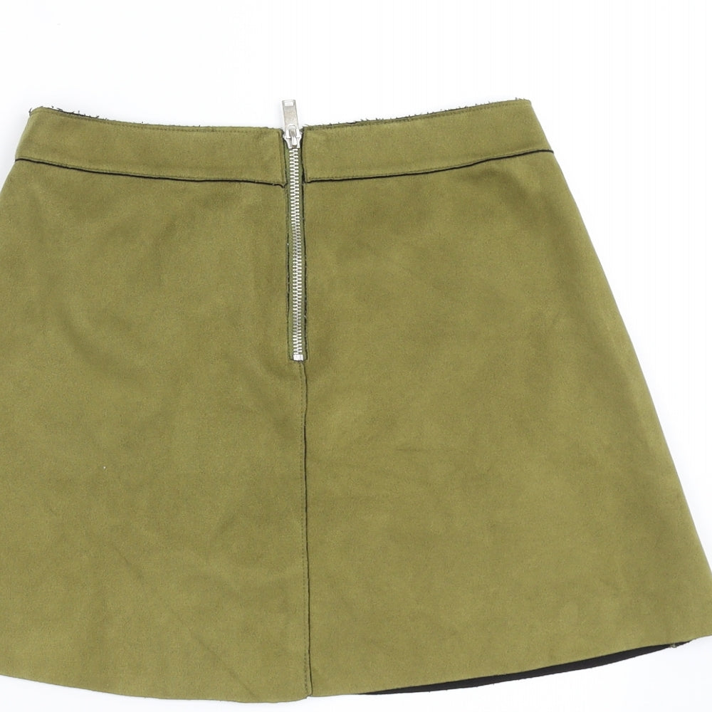 Only Womens Green A-Line Skirt Size 6 - faux suede
