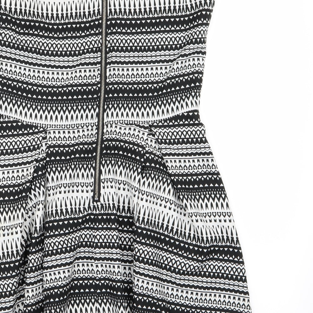MELA LOVE LONDON Womens White Geometric Fit & Flare Size 10