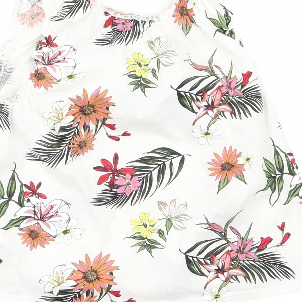 H&M Girls White Floral Basic Tank Size 2-3 Years