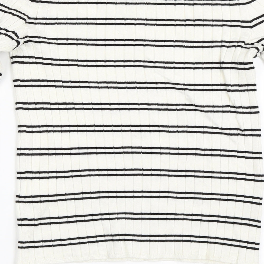 Bershka Womens Ivory Striped Pullover Jumper Size S