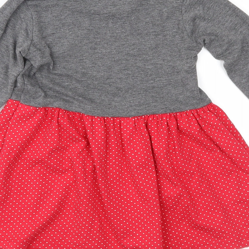 Poppins Girls Red Polka Dot Jersey Fit & Flare Size 12 Months - Minie Mouse