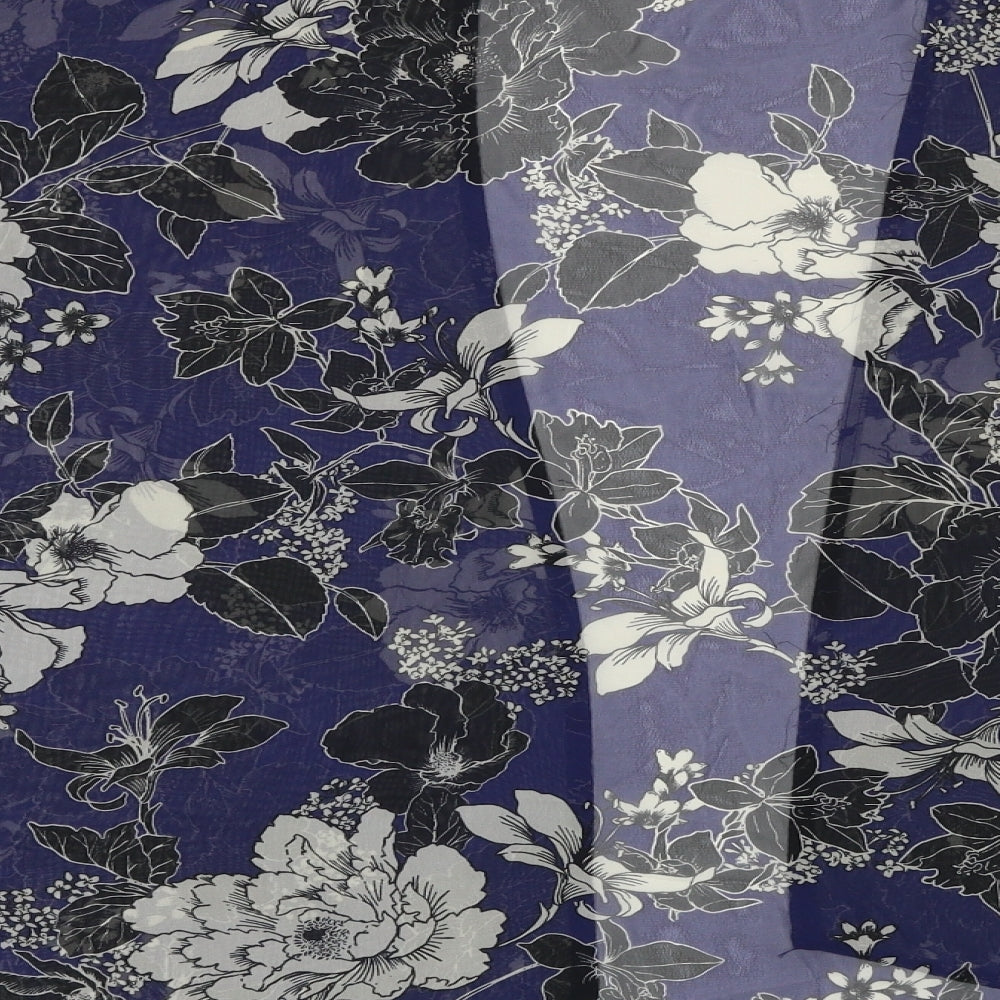New Look Womens Blue Floral Cardigan Jumper Size 8