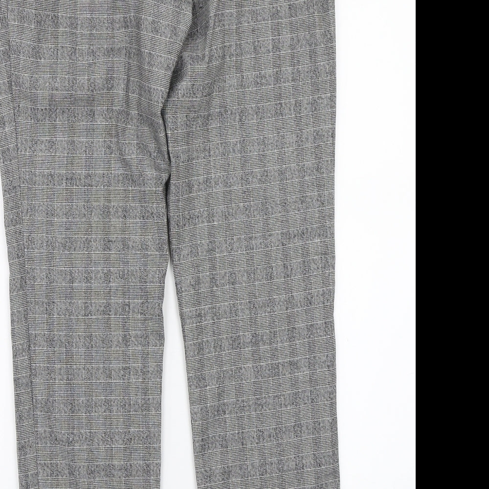 H&M Womens Grey Check Trousers Size 6 L26 in