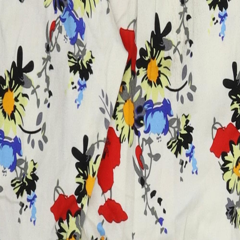 Paraphrase Womens White Floral Trousers Size 8 L25 in