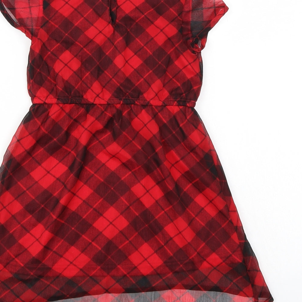 H&M Girls Multicoloured Check T-Shirt Dress Size 2-3 Years