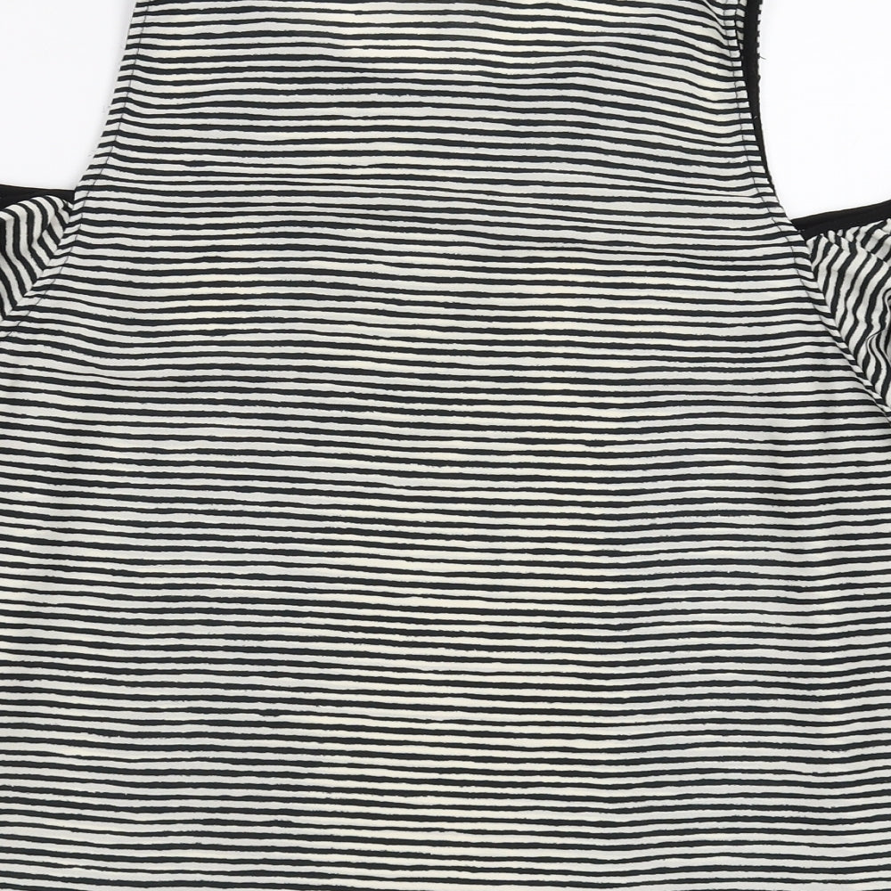 Zara Womens Black Striped Basic Blouse Size L - cold shoulder