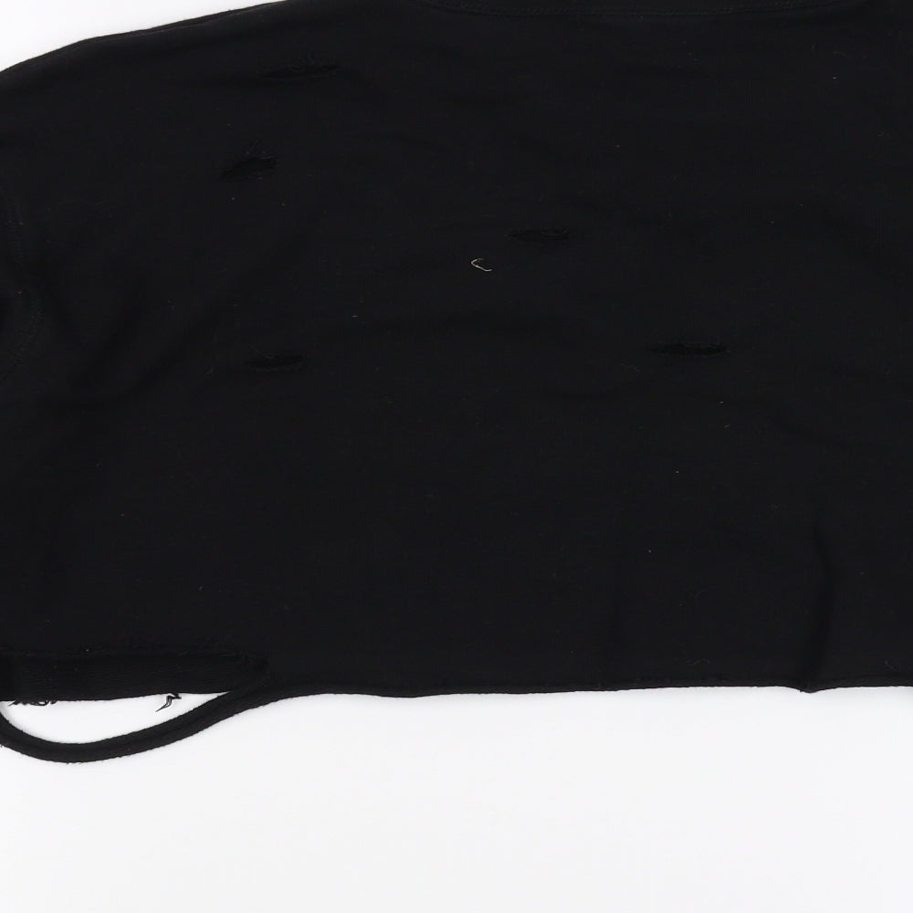 FOREVER 21 Womens Black Pullover Sweatshirt Size M - cropped distressed