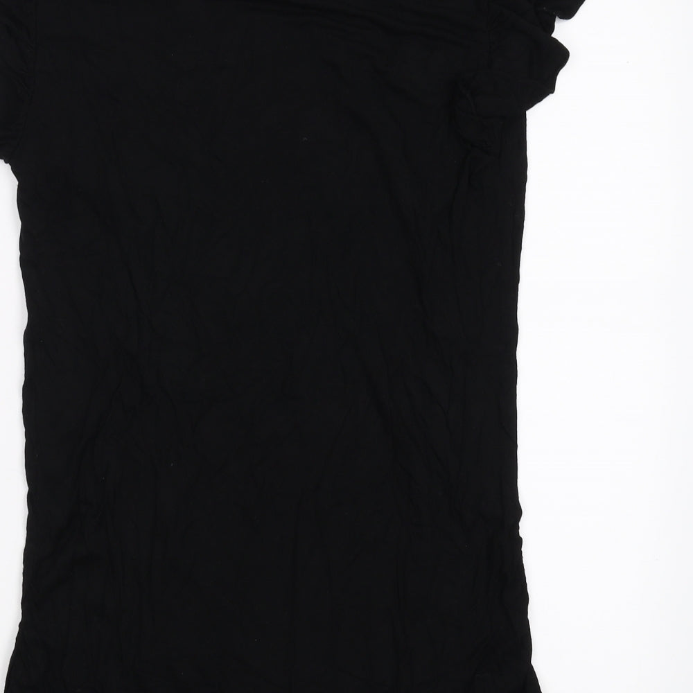 Yessica Womens Black Basic Blouse Size L - beaded shoulder