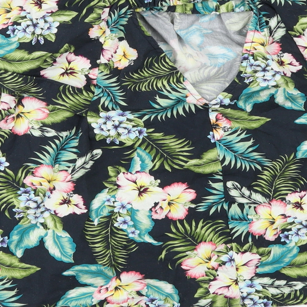 Topshop Womens Black Floral Tunic Blouse Size 10