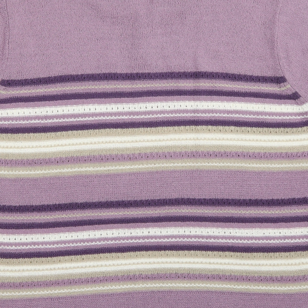 BM collection Womens Purple Striped Knit Pullover Jumper Size L