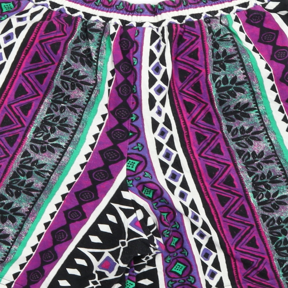 BHS Womens Purple Geometric Hot Pants Shorts Size S
