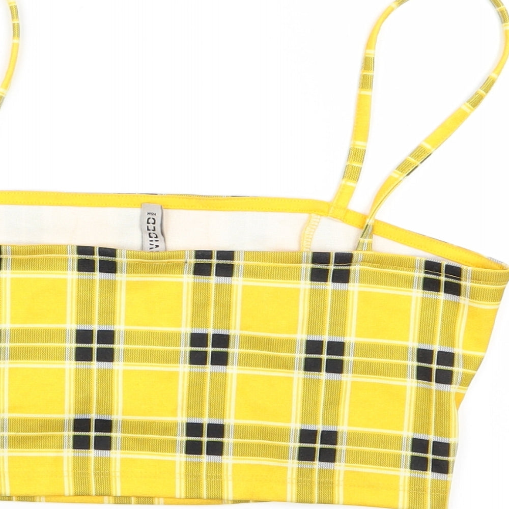 H&M Womens Yellow Check Camisole Tank Size S