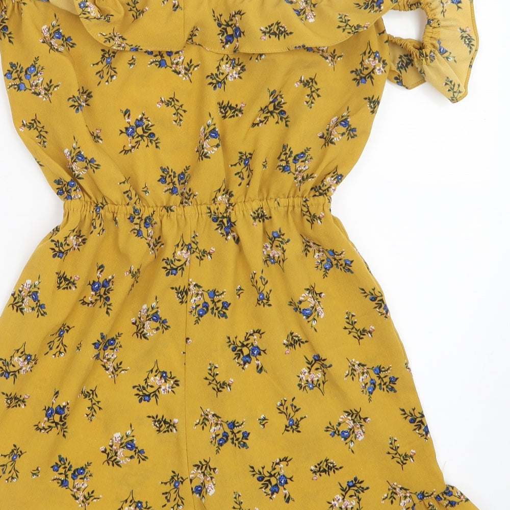 Preworn Womens Yellow Floral Playsuit One-Piece Size S L5 in