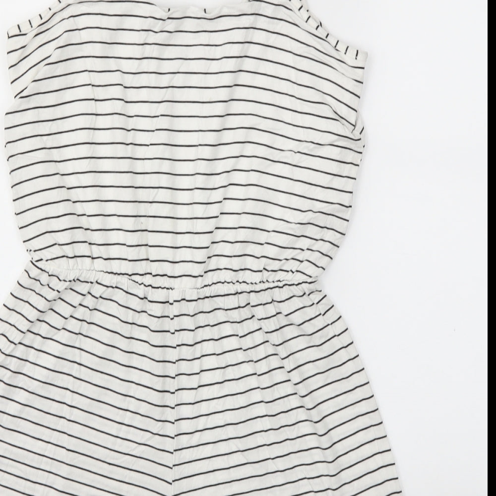Select Womens White Striped Jumpsuit One-Piece Size 12