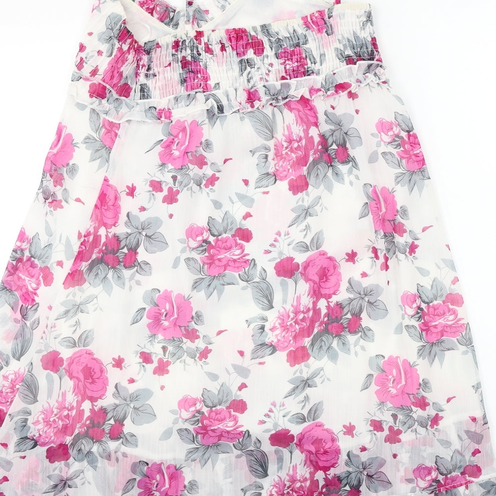 TSEGA Womens White Floral Basic Blouse Size S