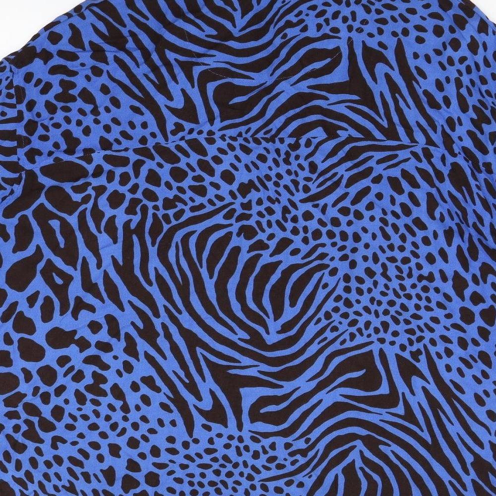 NEXT Womens Blue Animal Print Basic Button-Up Size 6