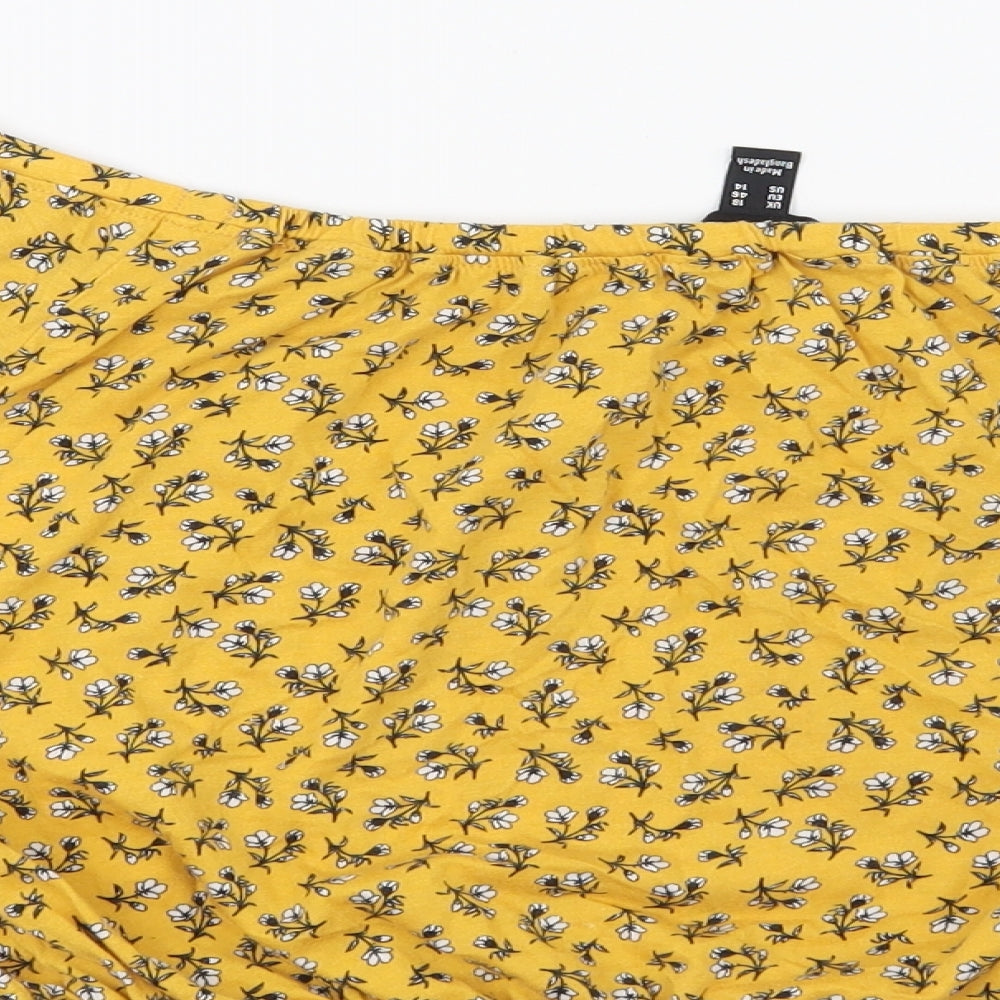 New Look Womens Yellow Floral Basic Blouse Size 18