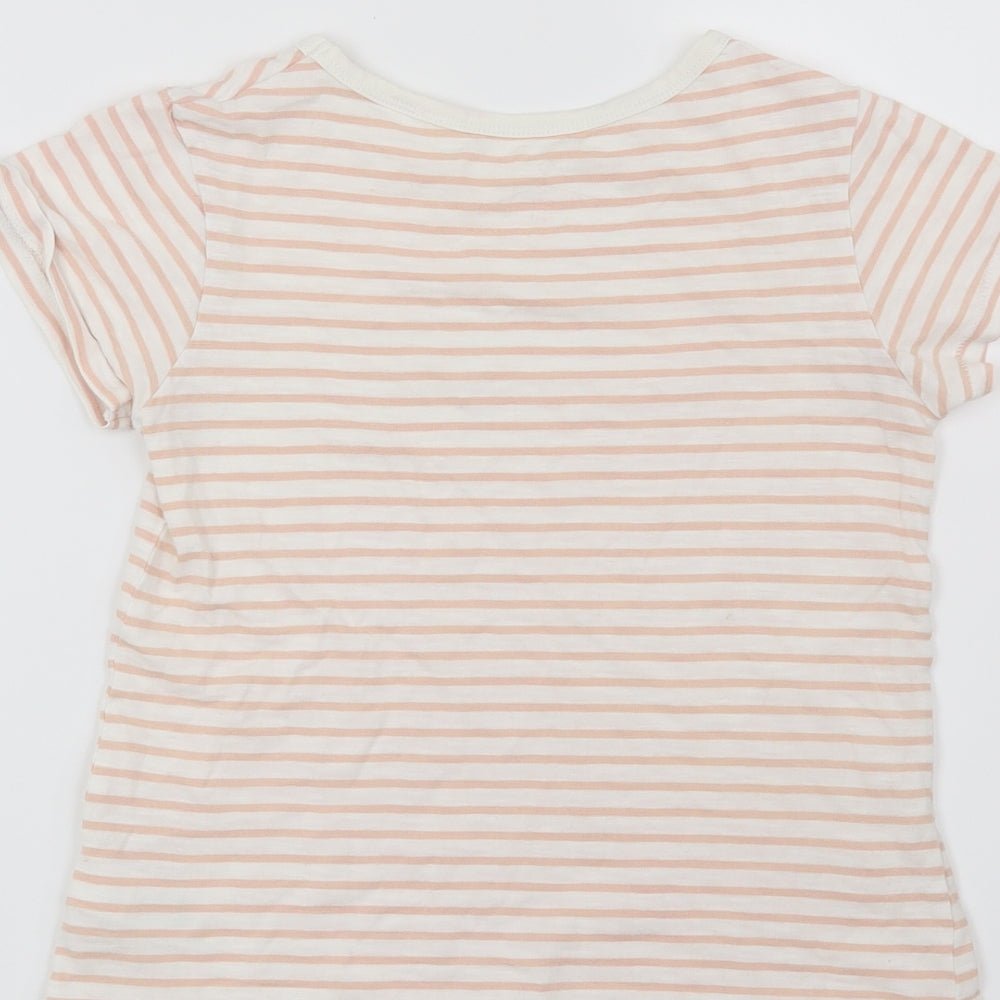 NEXT Girls Pink Striped Basic T-Shirt Size 8 Years - Star