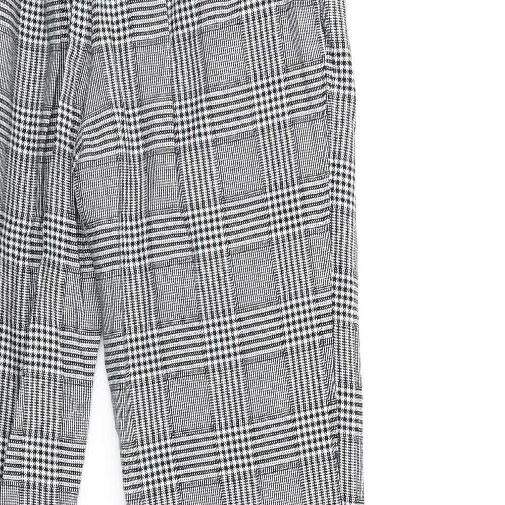 Mango Womens Grey Check Trousers Size S L26 in