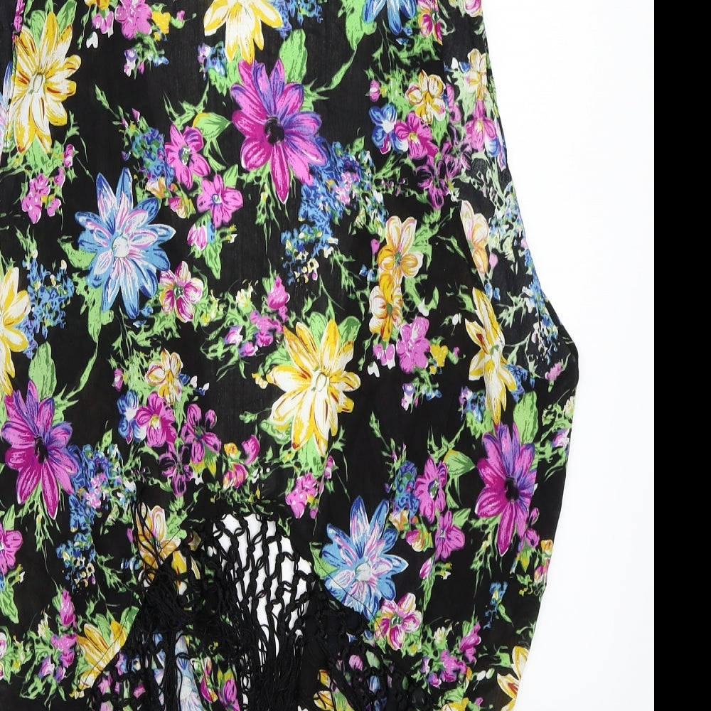 Glamorous Womens Black Floral Cardigan Jumper Size 14