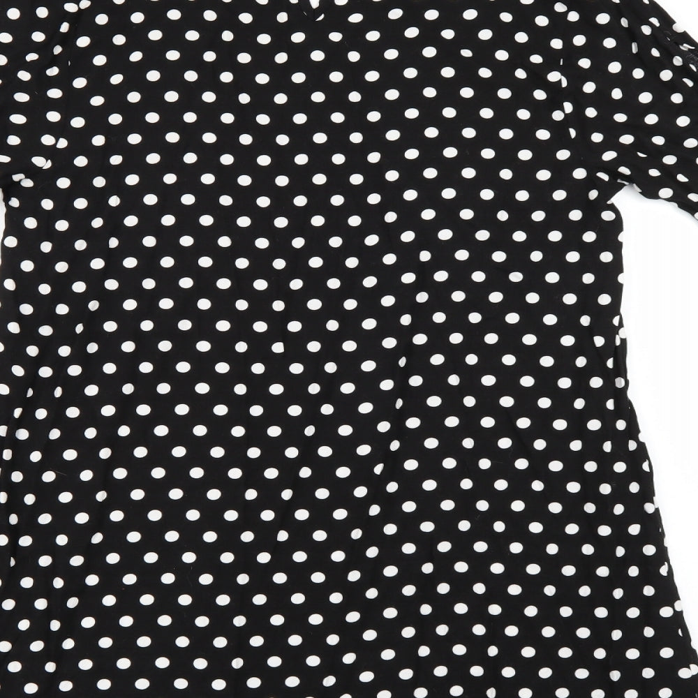 Papaya Womens Black Polka Dot T-Shirt Dress Size 12