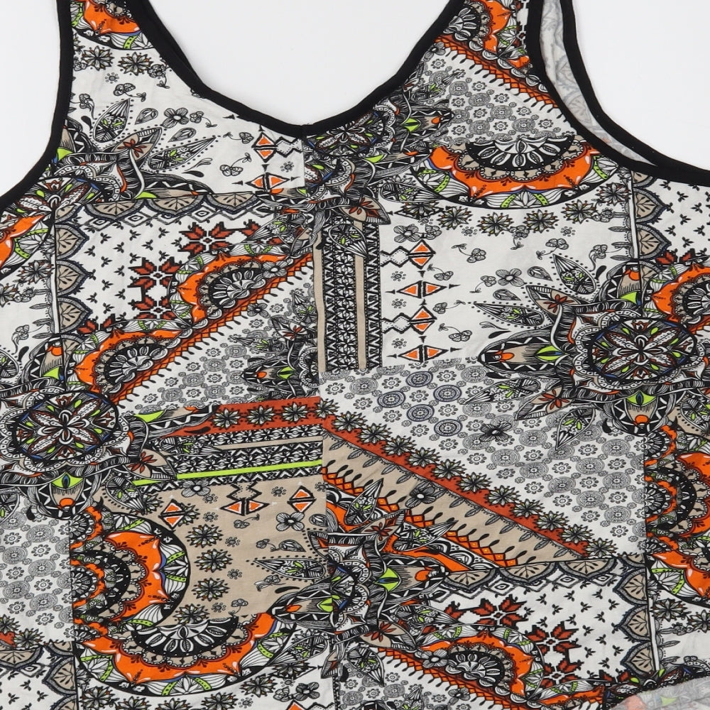 George Womens White Paisley Basic Tank Size 18
