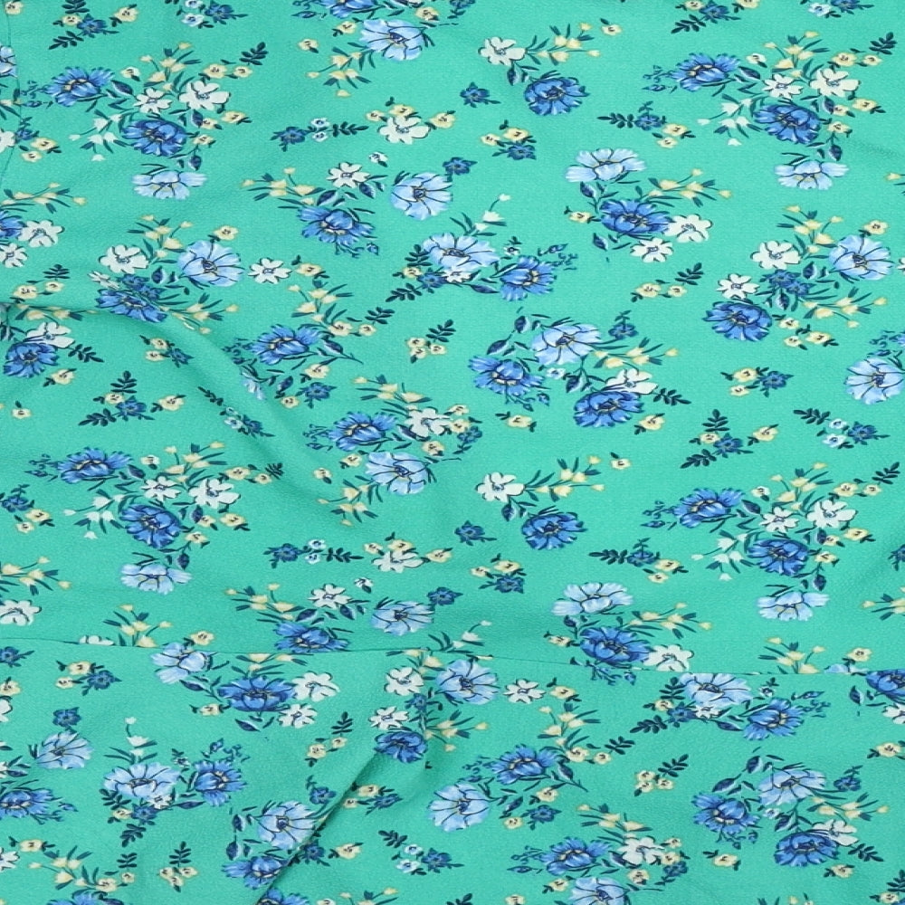 Divided Womens Green Floral Basic Blouse Size 8