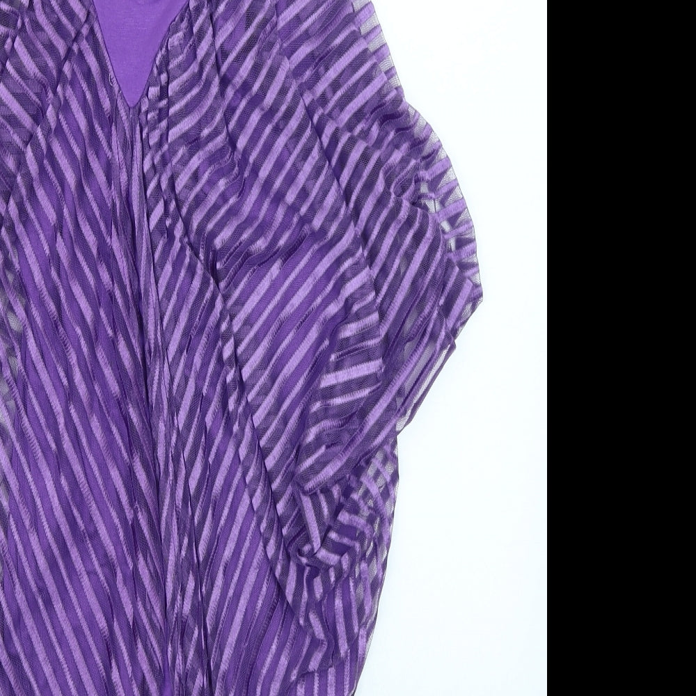 Club L Womens Purple Striped Basic Blouse Size M