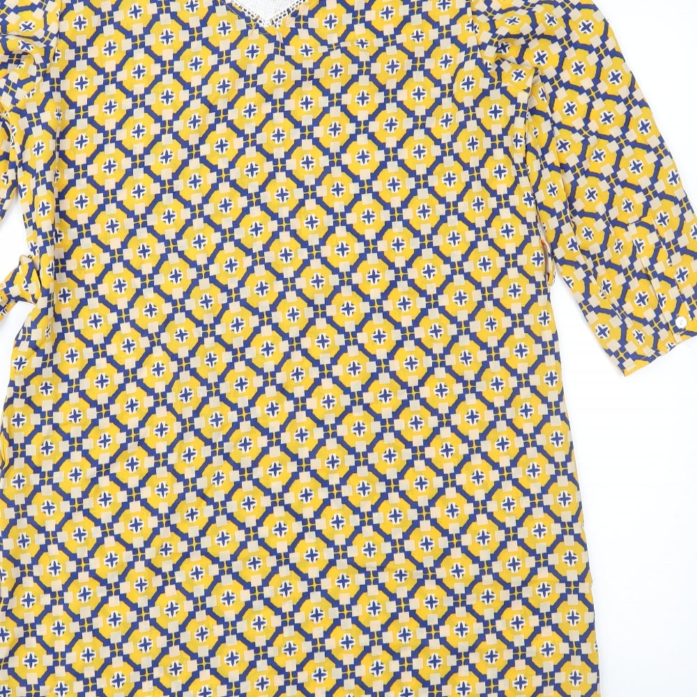 Melya Melody Womens Yellow Geometric Shift Size S
