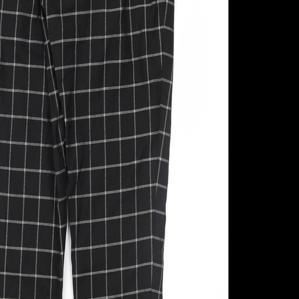 New Loon Mens Black Check Trousers Size 30 in L26 in