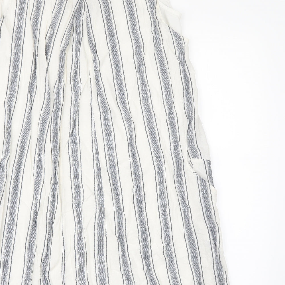 Zara Womens White Striped A-Line Size S