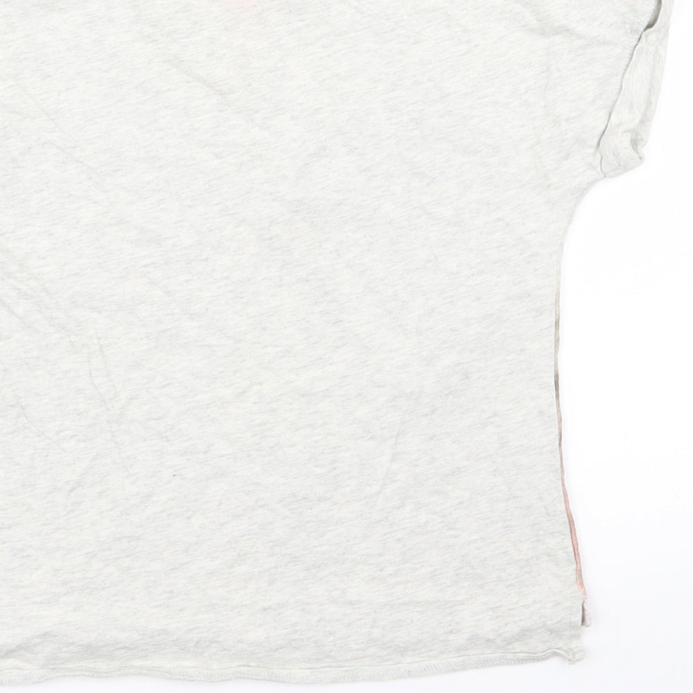 NEXT Girls Grey Floral Basic T-Shirt Size 7 Years